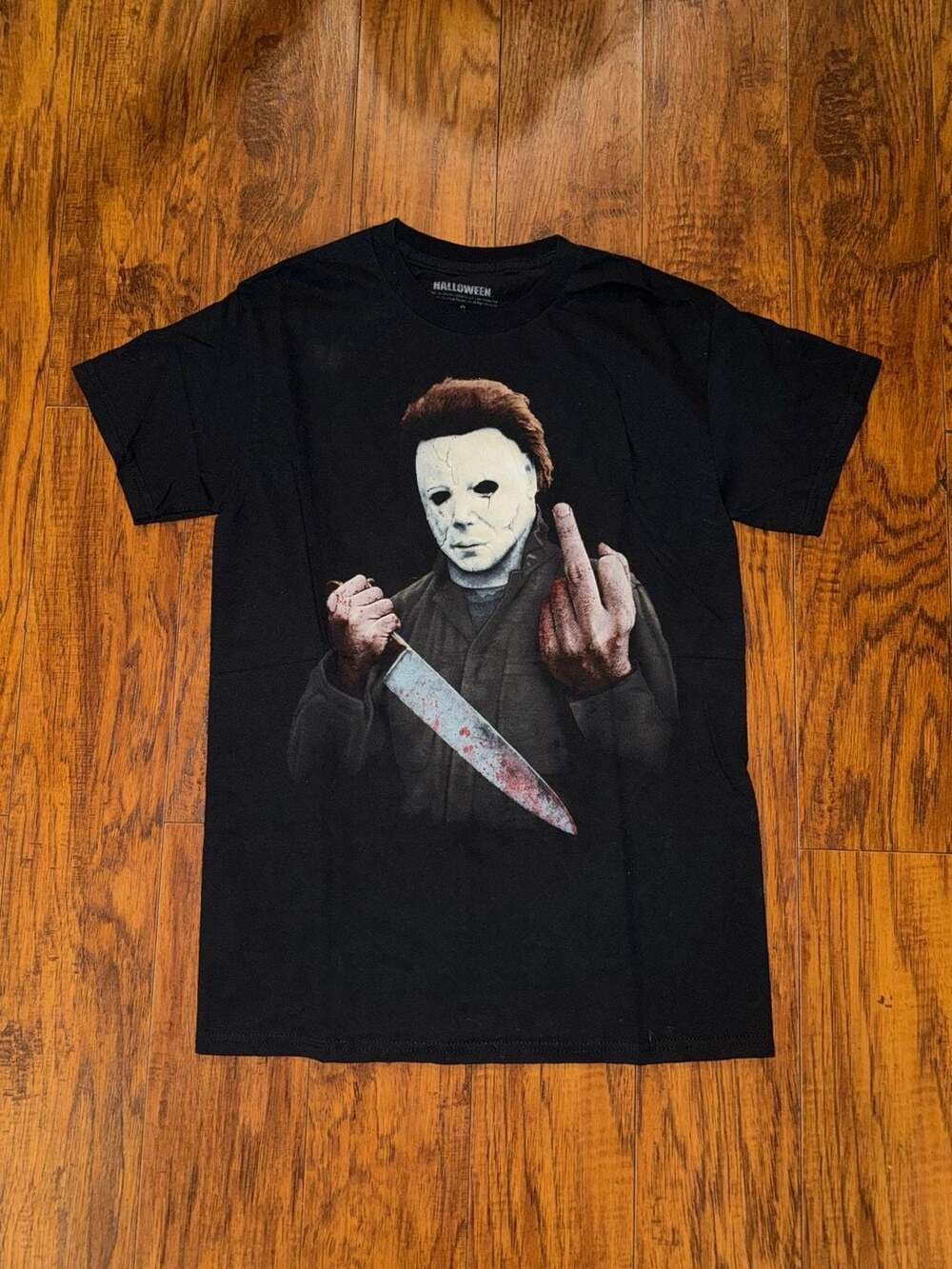 Halloween Michael Myers Middle Finger Graphic T-Shirt